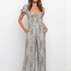 Petal & Pup Black and White Printed Wide Leg Jumpsuit
